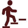 Icon of a person walking up stairs