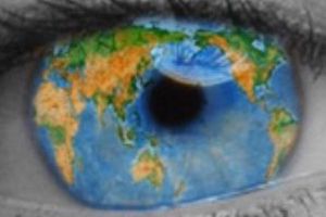 Image of an eye with the world in it